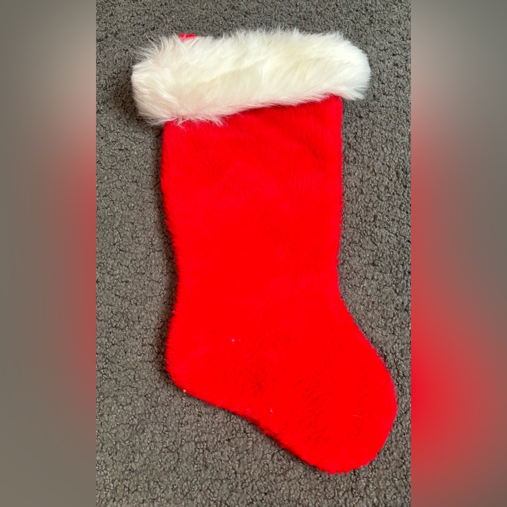 Vintage Red White Christmas Stocking Thick Quality 17”